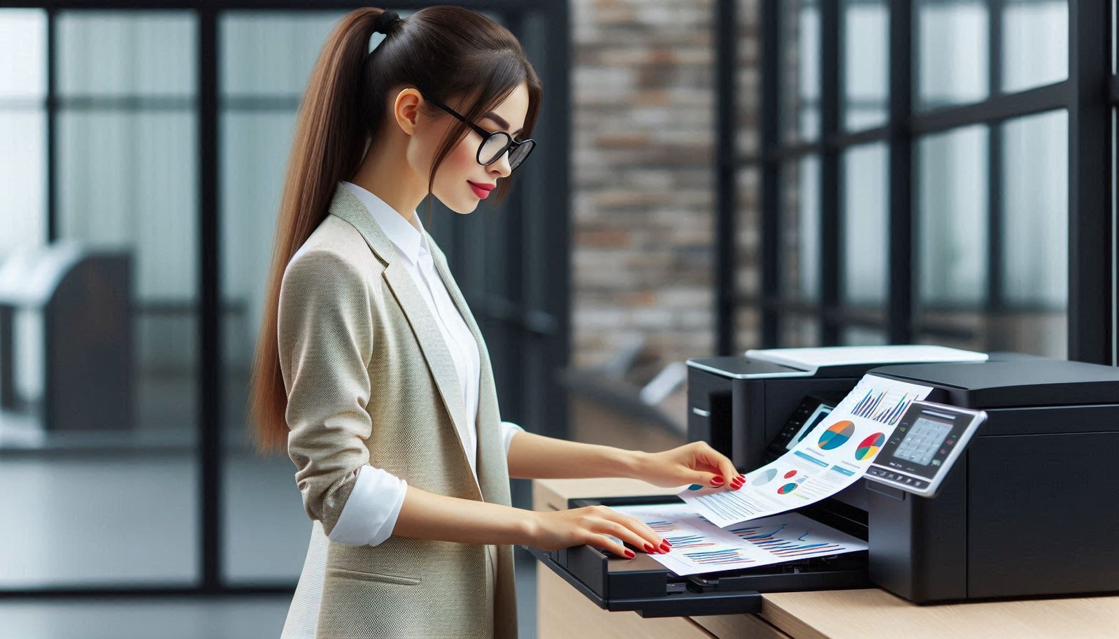 Woman using printer